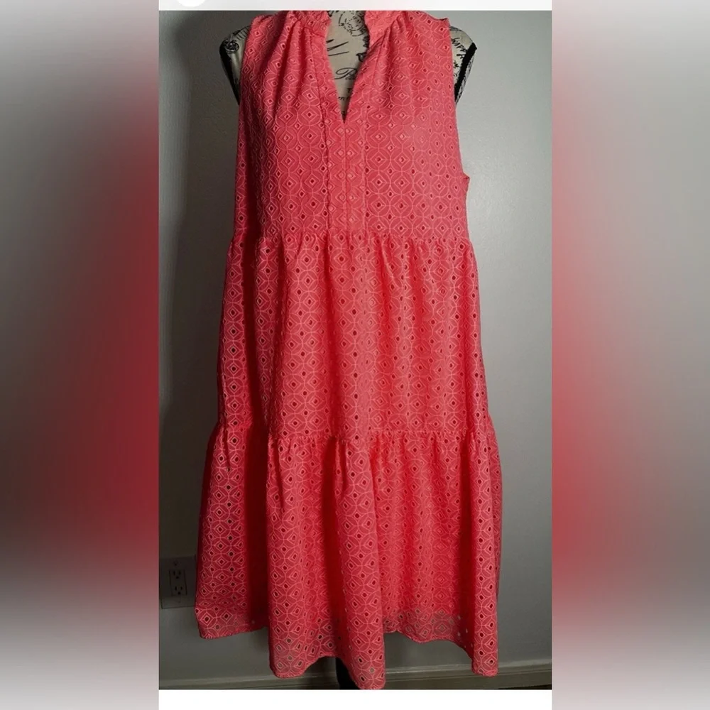 Lilly Pulitzer Novella Coral Sleeveless Eyelet Dress M - Picture 3 of 16